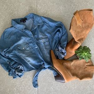 Decoded brand denim like crop top